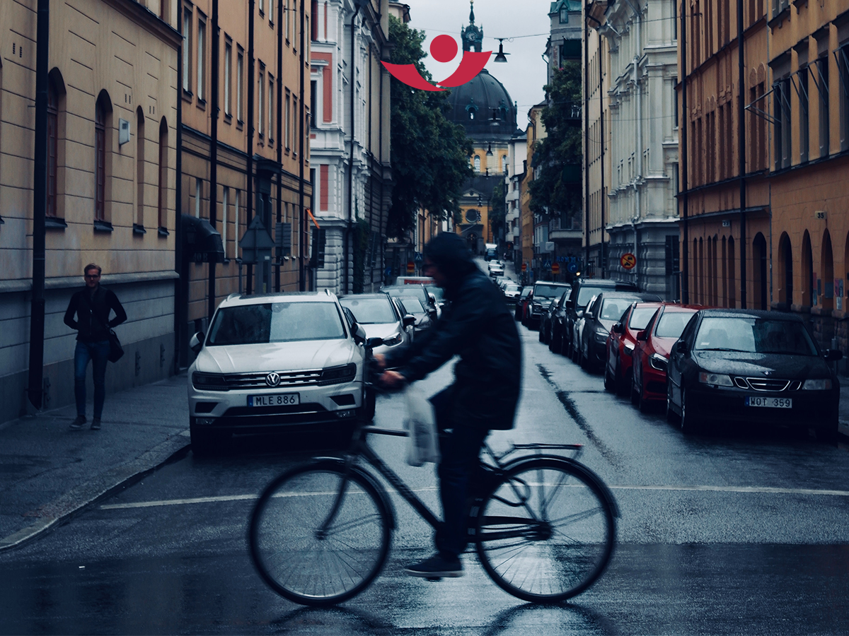Fahrradfahrer in Stadt